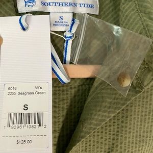 NWT Army Green Seersucker Shirt Dress